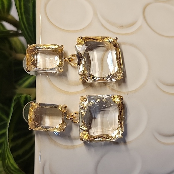 FACETED CRYSTAL DROP EARRINGS - Picture 7 of 8